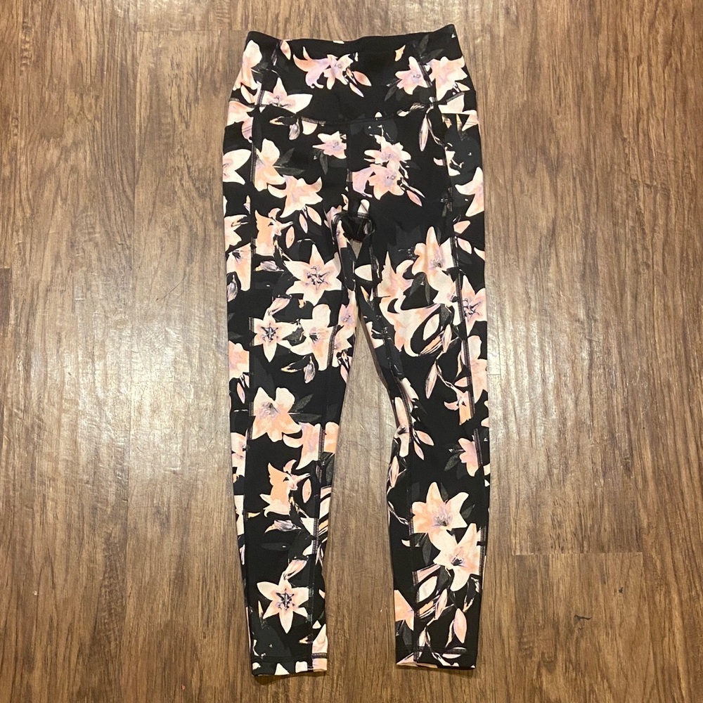 Floral Black and Pink Leggings